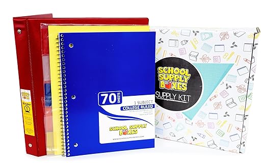 School Supply Boxes | STEM Class Pallet (180 Boxes) | Back to School Essentials Kit for Students & Teachers | Includes a Calculator, Graph Ruled Filler Paper, a Protractor, & More
