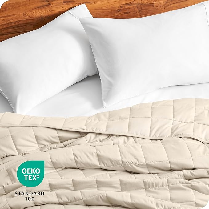Bare Home Weighted Blanket Twin or Full Size 7lb (40" x 60") - All-Natural 100% Cotton - Premium Heavy Blanket Nontoxic Glass Beads (Sand, 40"x60")