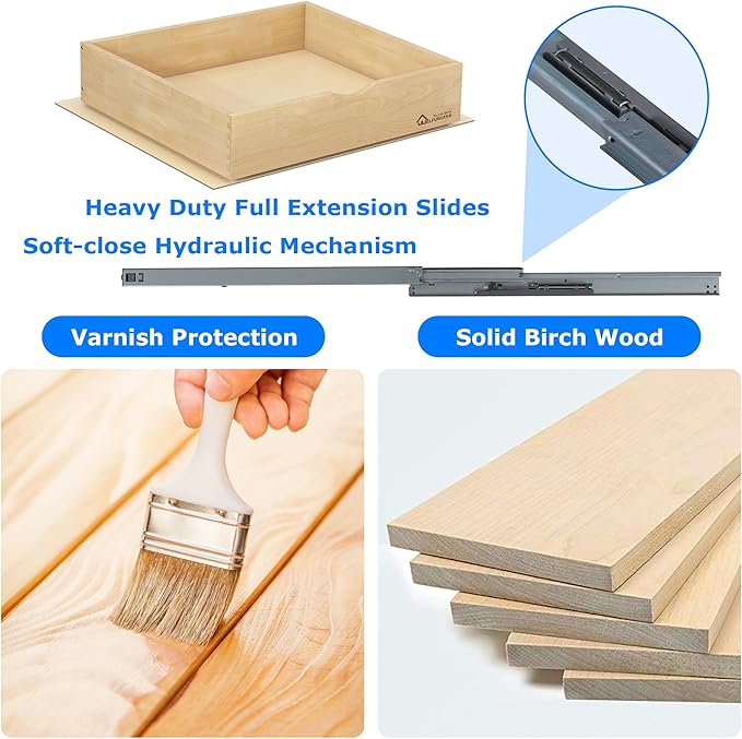 WelFurGeer Soft Close Pull Out Drawers for Kitchen Cabinets, 32" W x 21" D Pull Out Cabinet Organizer, Cabinet Drawers Slide Out, Slide Out Drawers for Kitchen Cabinets, Cabinet Pull Out Shelves