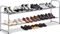 MISSLO 2 Tier Long Shoe Rack for Closet Shoe Organizer Holds 18-Pairs, Wide Low Stackable Shoe Storage Shelf for Bedroom Floor, Men Boots, Women Heels, Kids Sneakers (Grey)