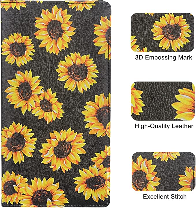 LumiMokki Premium Car Registration & Insurance Card Holder with Magnetic Shut, Vehicle Glove Box Car Organizer - For Documents, Cards, License (Sunflower B)
