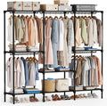 OLIXIS Heavy Duty Clothes Rack, Portable Wardrobe Closet, 81" L, Black | Freestanding Closet Organizer with Hanging Rods, Clothes Rack with Shelves, for Cloakroom, Bedroom