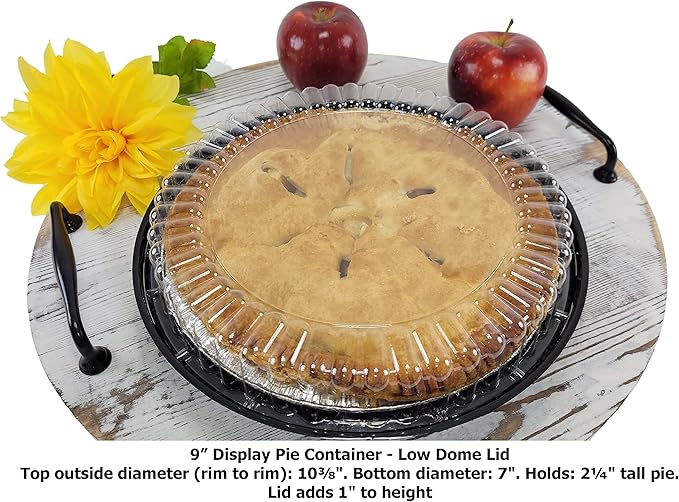 KitchenDance D & W Fine Disposable Pie Carrier with Clear Low Dome Lid - 9 Inches Reusable Pie Carrier for pies and Cupcakes - Perfect for Storing, Preparing Food - WJ40, 10 Count