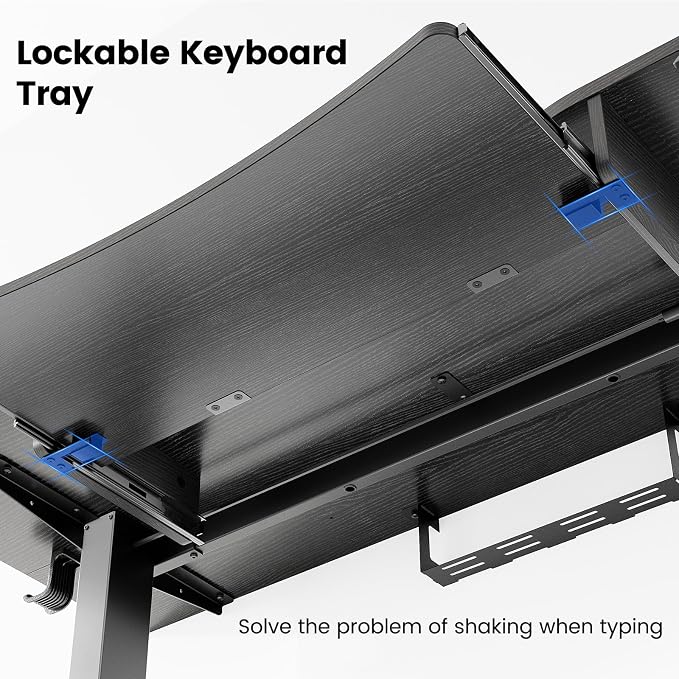 HUANUO 55" x 26" Electric Standing Desk with 2 Drawers & 26.7" Large Keyboard Tray, C-Clamp Mount Compatible, Adjustable Computer Desk for Home Office, Stand Up Desk with 4 Height Presets, Black