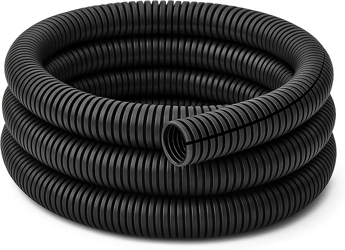 Electriduct Split Wire Loom Tubing Polyethylene Corrugated Flexible Conduit - 1.5" Nominal Size - 10 Feet - Black