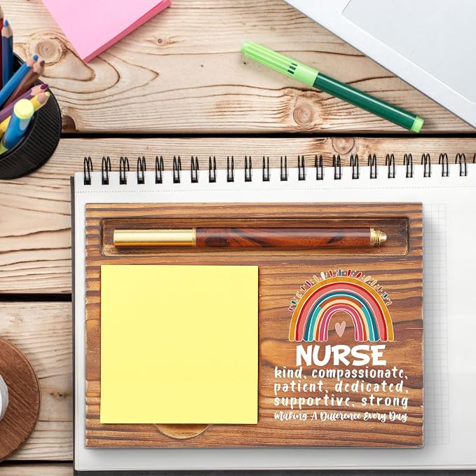 Nurse Gift Sticky Note Holder Appreciation Thank You Gift Wooden Desk Accessory Nurse Appreciation Week Team TZP172