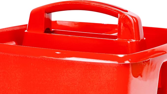 Storex 3-Compartment Small Caddy – Multipurpose Classroom Organizer with Handle, Crimson, 6-Pack (00949A06C)