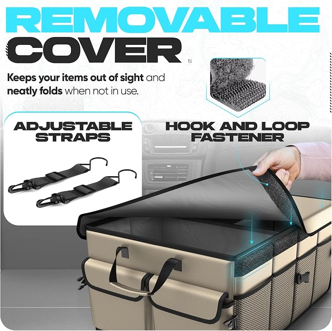 FORTEM Trunk Organizer For SUV Car Trunk Organizer, Foldable Storage, Car Accessories for Women Men, Collapsible Bag, 600D Oxford, Non Slip Bottom, Straps, Soft Cover (65L)