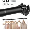 Adjustable Closet Rod for Hanging Clothes, 17-39inch Heavy Duty Metal tension clothes rod，1.3Inches Closet Pole with Hardware Kit for Closet Organization Laundry Room RV, Black