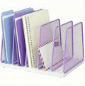 AUPSEN 5-Section File Organizer for Desk, Wood Mesh Desktop File Organizer, File Sorter Storage Rack, Vertical Folder Holder for Files, Magazines, Books (Purple)