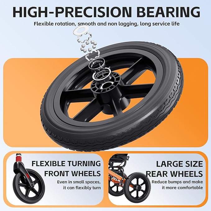 Wheelchairs for Adults,Transport Wheelchair Lightweight Foldable with Removable Cushion,Ergonomic Transfer Chair with 12-inch Rear Wheels for All Terrains,Travel Wheelchair