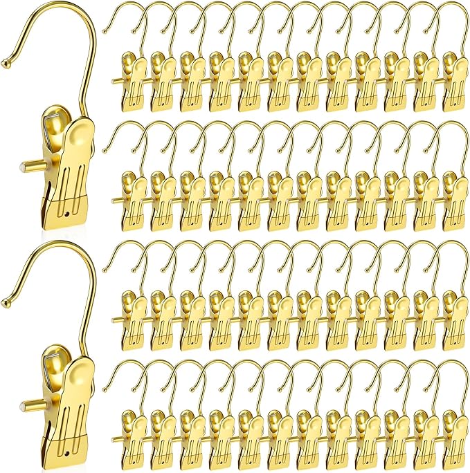 Shimeyao 100 Pieces Boot Hangers for Closet Laundry Hooks Hanging Clips Boot Hangers Holder Travel Home Space Saving for Clothes Hats Towels Single Organizer Clamps (Gold)