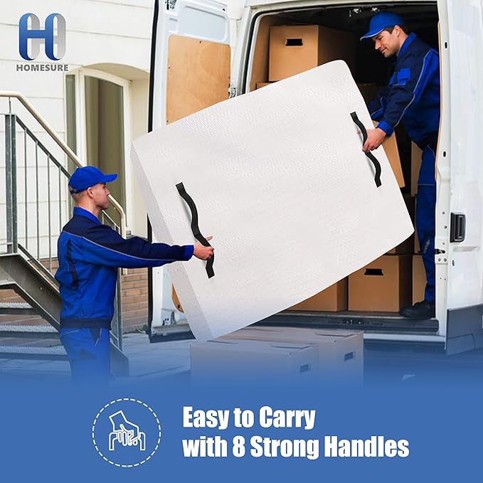 HOMESURE Mattress Bags for Moving and Storage with 8 Handles - Mattress Cover for Moving - Heavy Duty, Strong Zipper Closure, Moving Supplies & Moving Bag - Semi-Transparent, Twin
