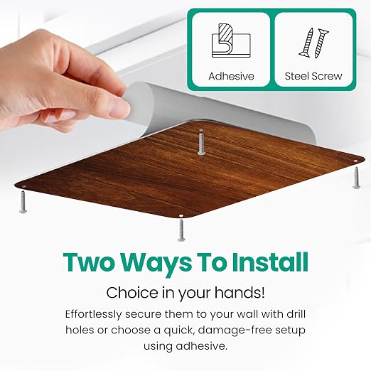 9 inches x 6.5 inches Stainless Steel Plate for Magnets, 3M Adhesive Back, Mounting Screws, Ideal for Magnetic Shelf, Spice Holders, Fridge Magnets. Mount Anywhere! (Timber, 2 Pack)
