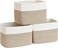 3 Pack Cube Storage Bin, 17”x12”x12” Cotton Rope Woven Baskets for Organizing Toys Clothes Towels, Square Gift Storage Baskets for Shelves, Nursery, Closet, Bathroom, Pantry (White & Jute)