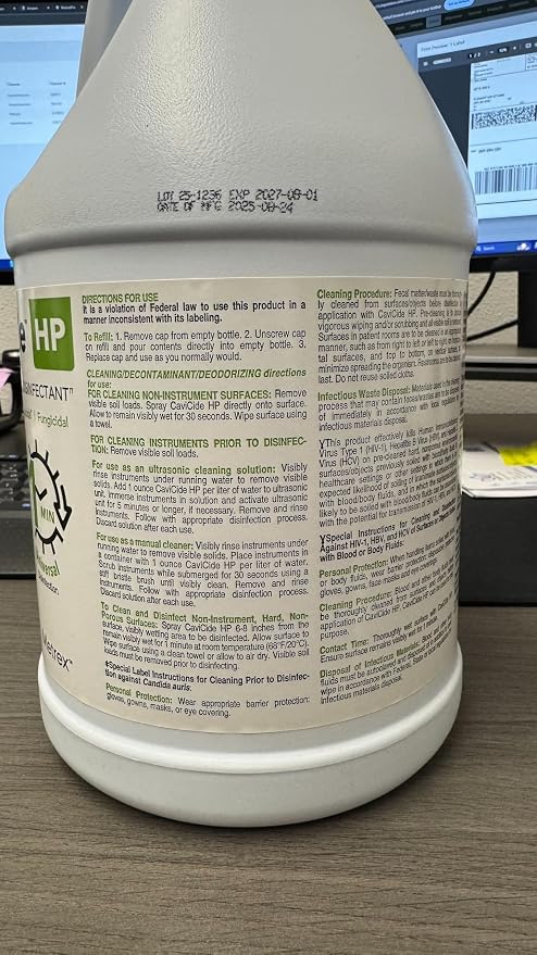 Metrex CaviCide HP Hydrogen Peroxide Disinfectant Cleaner – Kills Norovirus, MRSA, TB & Flu in 1 Minute – EPA-Registered Hospital-Grade for Medical, Dental & Vet – 1 Gallon, Pack of 4 (Case)