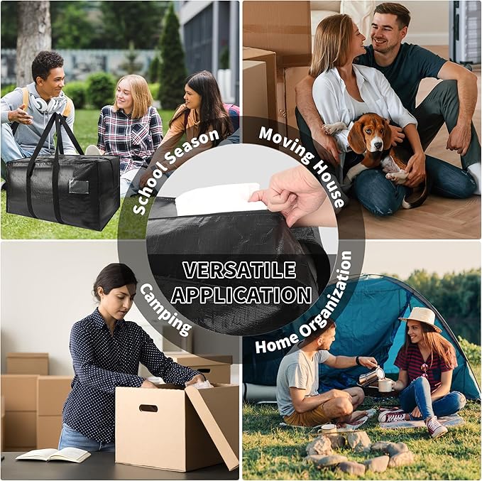 Heavy Duty Extra Large Moving Bags,121 Gallon Jumbo Packing Bags,Huge Moving Storage Bags with Strong Zippers & Carrying Handles,Reusable Big Moving Storage Bags for College Dorm Travel 2Pack