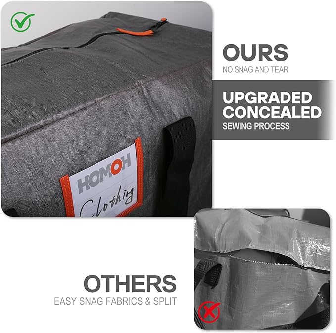 4 Pack Moving Bags Heavy Duty, 115lb Capacity Storage Bags for Clothes, Large Packing Tote with Strong Handles, Internal Compression Straps, Alternative to Moving Boxes -103L,Grey and Black