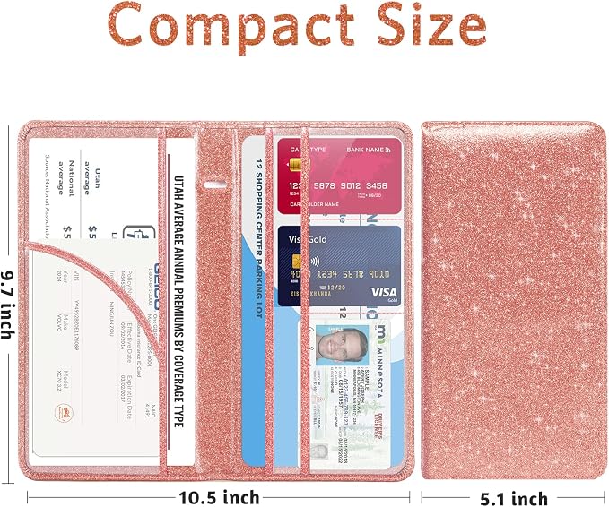 CoBak Car Registration and Insurance Holder | Vehicle Glove Box Organizer, Auto Truck Compartment Document Case with Magnetic Closure for Insurance & Driver License