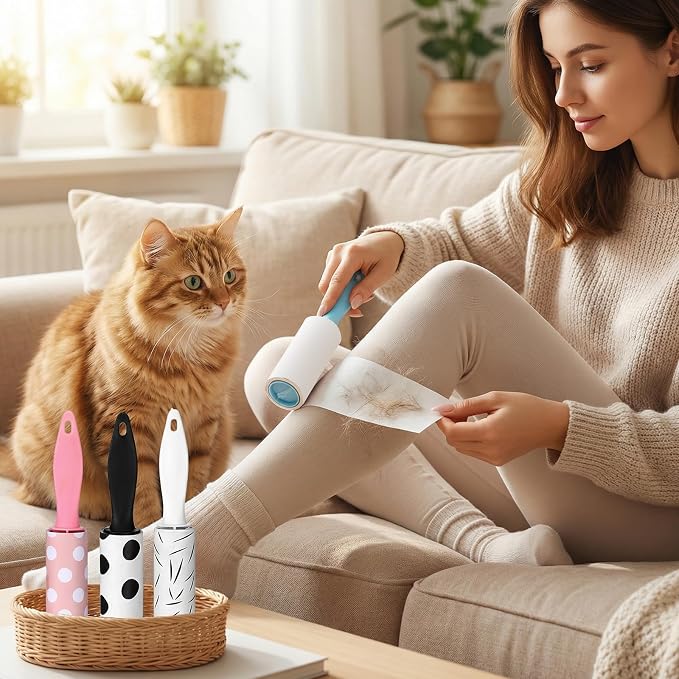 24 Pcs Mini Lint Roller for Clothes Travel Size, Travel Lint Roller for Clothes, Pet Hair, Furniture and Car Compact, Small Lint Remover Sticky Pet Hair Removal Tool for Travel