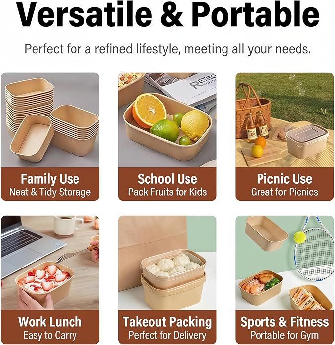 55Pcs 30oz Disposable Meal Prep Containers with Lids and Sporks | Disposable Food Containers, Leak-Proof, Microwave & Freezer Safe, Meal Prep Bowls Ideal for Takeout, Lunch Containers, Soup