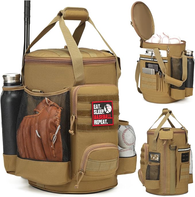 Baseball Bucket Bag, Softball Coaches Bags Fit 6 Gallon Buket | Baseball Coaching Accessories Organizer with Anti-Slip Bottom & Multiple Pockets for Bat, Gloves, Scoreboards