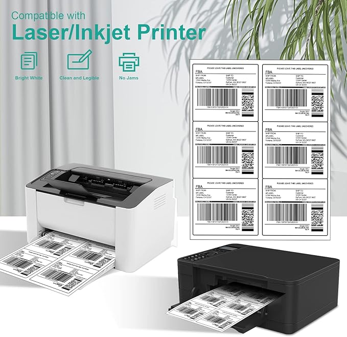 MFLABEL 3-1/3" x 4" FBA Shipping Labels - 6-UP on 8.5x11 Sheet, 50 Sheets (300 Labels) | Easy to Peel& Pop-Out Design for Laser & Inkjet Printers | Address Labels for Amazon FBA, UPS, FedEx