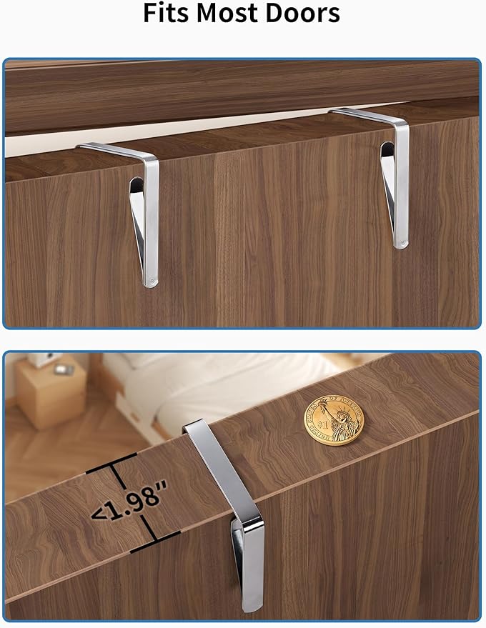 JARLINK Over The Door Organizer Storage, 5 Shelf Hanging Door Organizer with 5 Large Capacity Pockets, Anti Tilt 44 lb Load Behind Door Storage for Bedroom, Bathroom, Pantry, Nursery, (Grey)