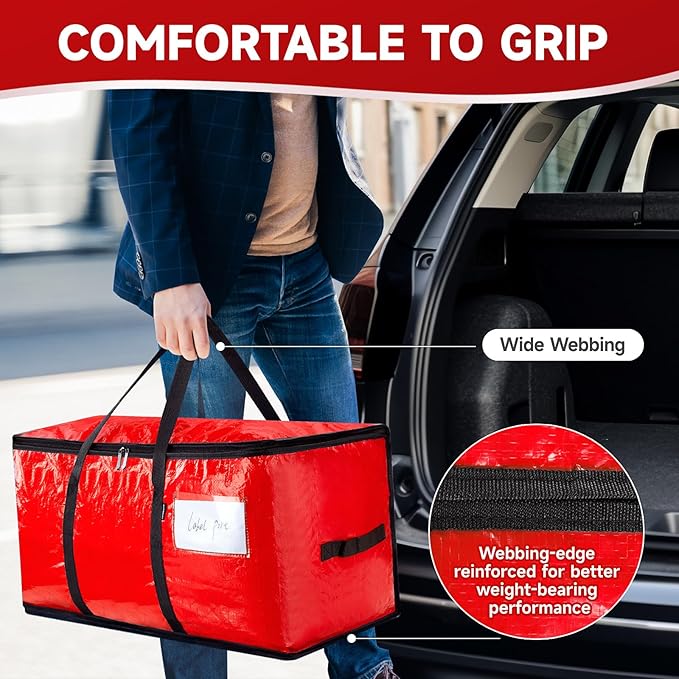 CONGREGATE 8-Pack Heavy Duty Red Moving Bags with Zippers and Handles, Heavy Duty Storage Handbags for Space Saving, Made of PE, 97 Liters/25.6 Gallons (28.7 Inch x 13.7 Inch x 15 Inch)