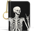 Aiawoxc Credit Card Holder, Small RFID Wallet Slim Leather Card Organizer Case with Zipper and Keychain, Skeleton