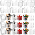 21 Pack Cabinet Door Organizer Adhesive Wall Mount Storage Bins Makeup Containers Stackable Organizer Basket for Kitchen Cabinets, Bathroom, Pantry, Office, Refrigerator (Frosted Clear)