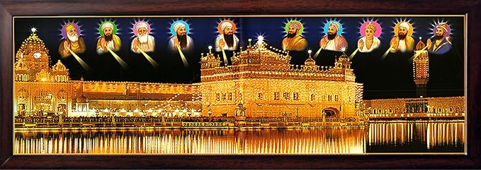 Lord Sikh Guru poster print with frame for Home Decor and Gifting Purpose (229-54)