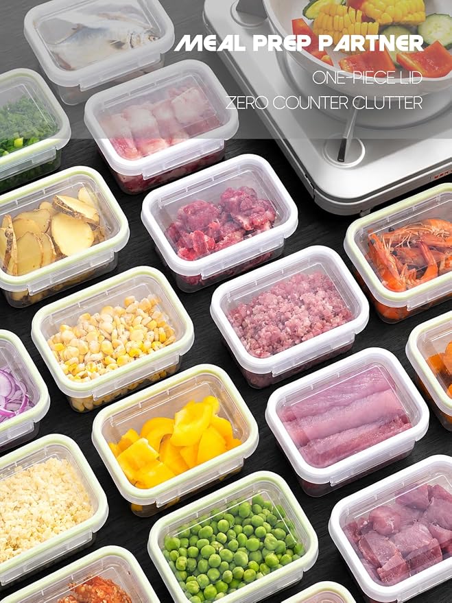 LivLab Mker 13 Sets Food Storage Containers with Lids - Reusable Meal Prep Containers Bpa-Free Freezer Lunch Boxes for Leftovers, Snack, Fruits, Salad (10 Large + 3 Small)