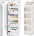 WISELIFE Over the Door Organizer Storage with 5 Large Pockets, Door Hanging Organizer with Clear Windows, Behind the Door Storage for Nursery Bedroom Bathroom Pantry Closet and Baby Essentials, Beige