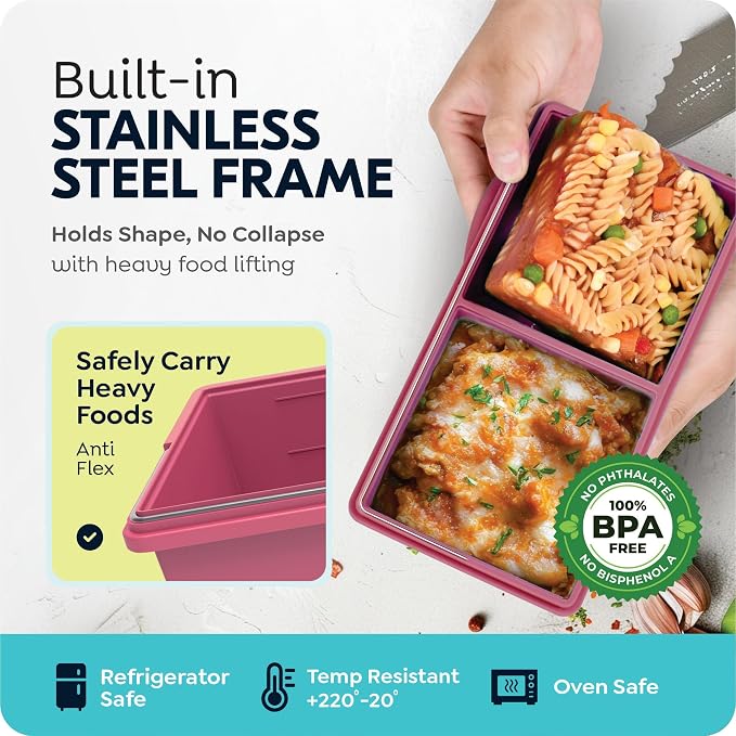 2 cup Silicone Freezer Trays with Lids, Silicone Soup Freezer Molds, Easily prepare portioned meals, Dishwasher,Oven Safe, Stackable, Ideal for Frozen Broth, Leftovers & Meal Prep, BPA Free 2 Pack