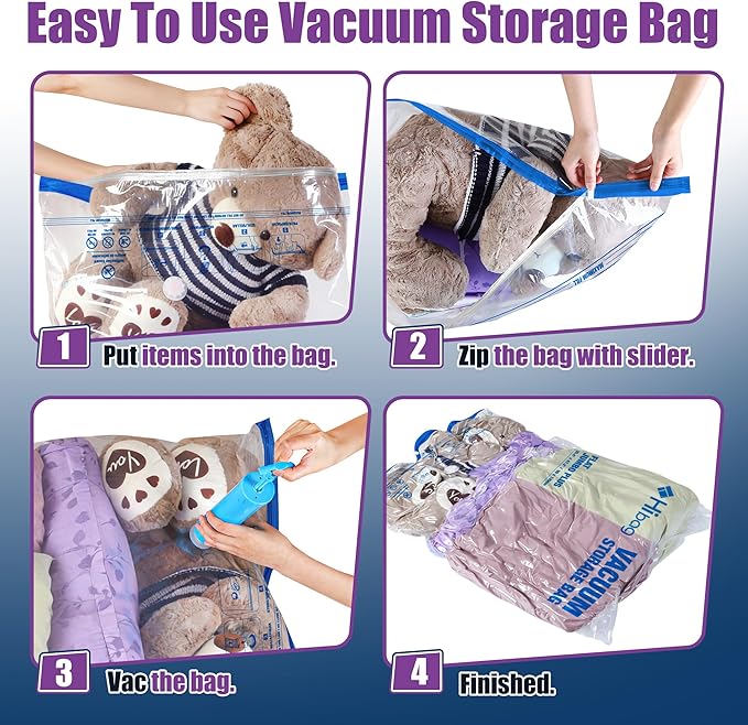 XXL Jumbo 47''X35'' Vacuum Storage Space Bags Extra Large for Blanket Bedding Comforters with Hand Pump (4 Pack)
