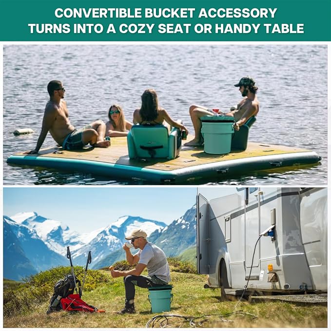 5 Gallon Bucket Seat for YETI Bucket Only, 360-Degree Swivel Bucket Lid Seat, Bucket Lid Cushion 5 Gallon for Fishing, Hunting, Tool Organizer, Car Washing, Gardening, Baseball