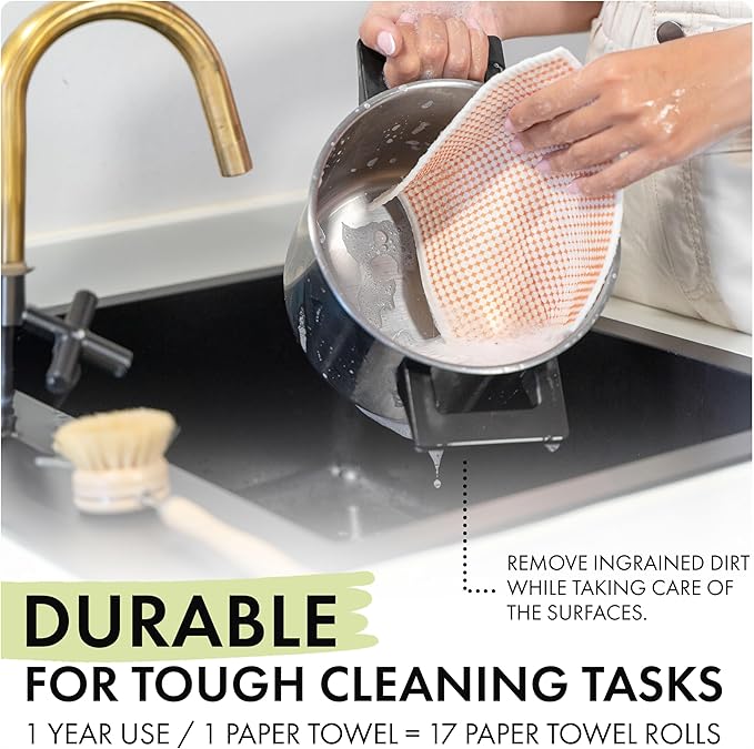 SUPERSCANDI 5 Pack Swedish Dishcloths for Kitchen - 100% Biodegradable & Compostable | Reusable Paper Towels Washable, Food-Safe & Without Plastic - Dish Rags Suitable for Any Surface | Leaves Colors