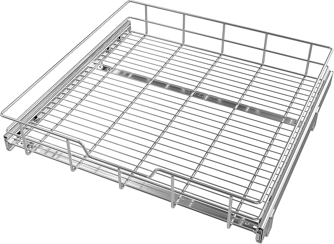 Pull Out Cabinet Organizer 24" W X 22" D, Slide Out Drawers For Kitchen Organizers and Storage, Pull Out Drawers For Cabinets Capacity Heavy Duty Caddy, Cabinet Shelves Chrome-Plated, Bathroom Pantry