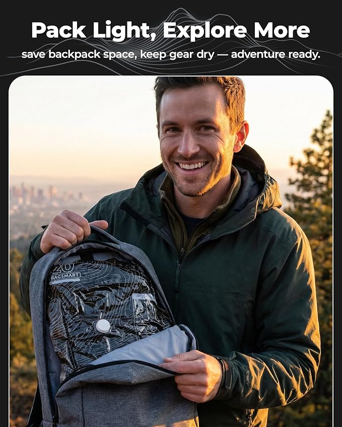 BAGSMART Travel Vacuum Seal Bags with Pump, Jumbo Vacuum Storage Bags for Clothes Blankets Comforters, Space Saver Bags for Travel, Compression Bags for Seasonal Storage-Graphite Ridge
