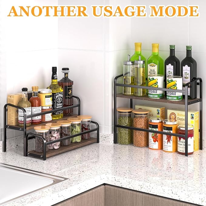 DTUQYX Coffee Syrup Organizer 3-Tier: Vintage Coffee Syrup Rack 12 Bottles Capacity, Free-Installation Coffee Station, Wine Rack for Countertop, Tiered Spice Racks for Cabinet, Bottle Display Shelf