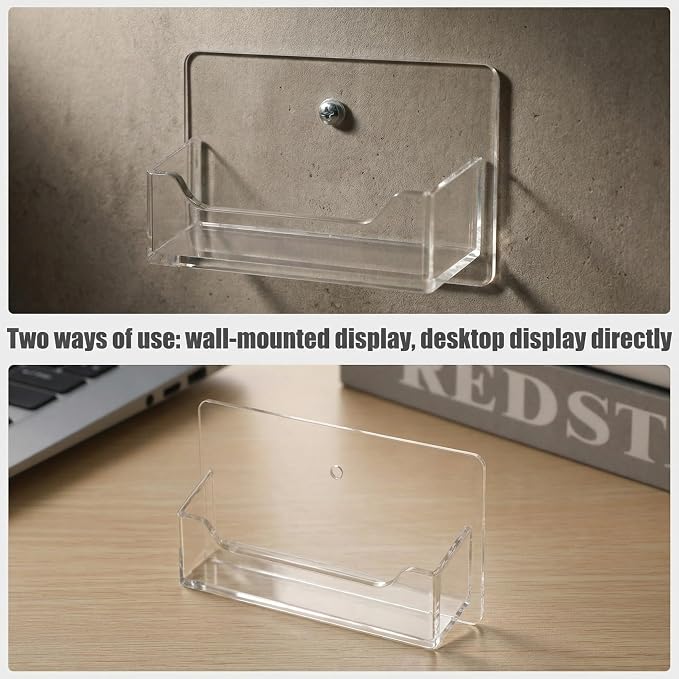 Wesiti 24 Pcs Wall Mount Business Card Holder Clear Acrylic Fit 40-50