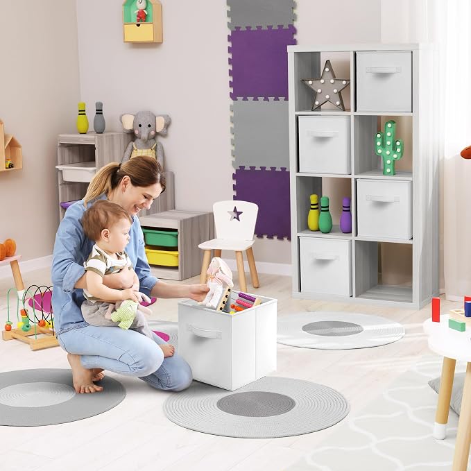 Sorbus Fabric Storage Cubes - 6 Foldable Storage Bins for Organizing Pantry, Cubbies, Toy Box - Clothes Storage & Closet Organizer - 13 Inch Collapsible Cube Baskets for Shelves with Handle