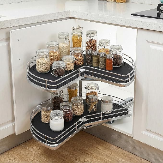 2 Pcs Lazy Susan Shelf Liners - Non Adhesive, Non Slip Kitchen Cabinet Liners for Refrigerator, Pantry, Sink & Cupboard Storage(27 Inch)