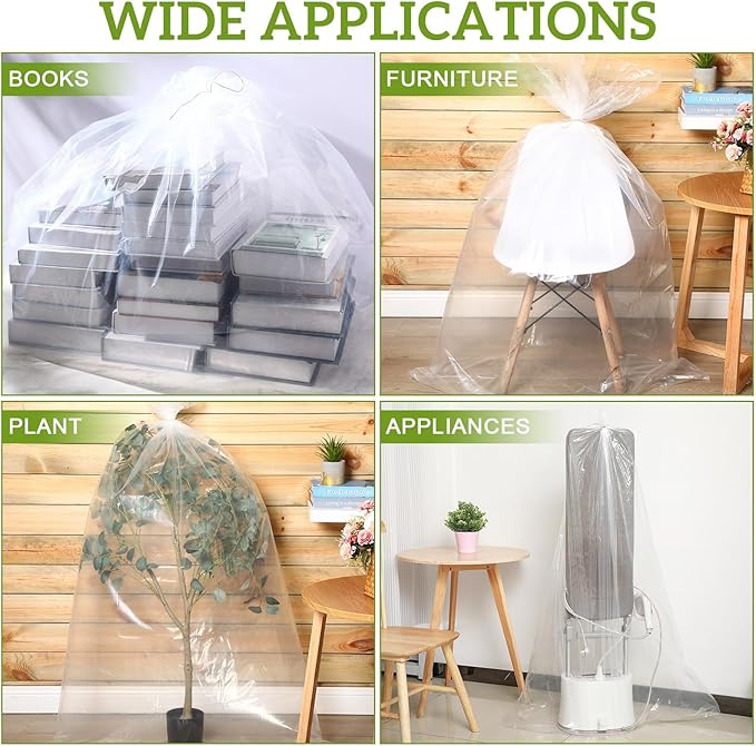 Fainne 10 Pack Extra Large Clear Plastic Storage Bags 40 x 60 Inch 3.94 Mils Giant Jumbo Moving Flat Plastic Storage Bags for Clothes Packing Luggage Suitcase Furniture Comforter Bike Blanket