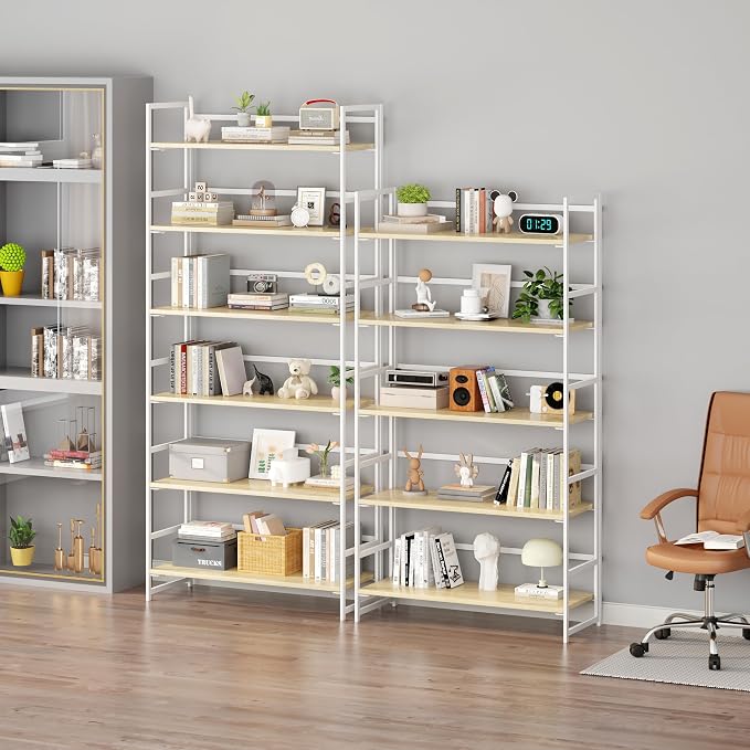 BHG Vintage Multifunctional Folding Bookshelf, No-Assembly Plant Stand Storage Rack Shelves for Home Office