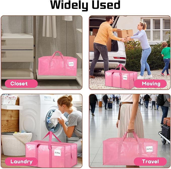 2 Pack Extra-Large portable Moving Bag, foldable storage bags, suitable for moving, packing and organizing. Waterproof and reusable laundry travel bags, used for storing clothes, toys and bedding.