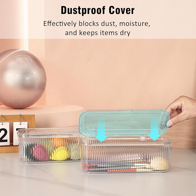 JessLab Makeup Brush Holder Organizer, Clear Makeup Sponges Organizer, Cosmetic Storage Case with Lid Display Case for Vanity, 1 Compartment (1 Pack)