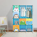 12 Cubes Storage Organizer,Portable Closet Wardrobe,Plastic Clothes Storage Shelves,Modular Bookcase Closet Cabinet,with Doors,for Kitchen, Bedroom, Playroom, Living Room, Office, Dorm (Blue)