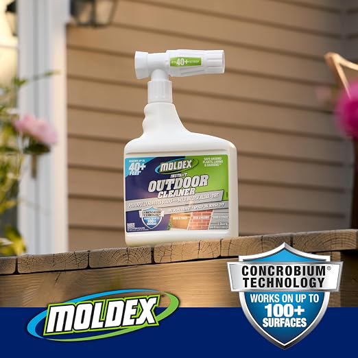 Moldex® Instant Outdoor Cleaner with Bleach, 64 oz Hose End Sprayer, 2 Pack, Fast Acting Outdoor Surface Cleaner for Siding, Decks, Fences and Exterior Surfaces